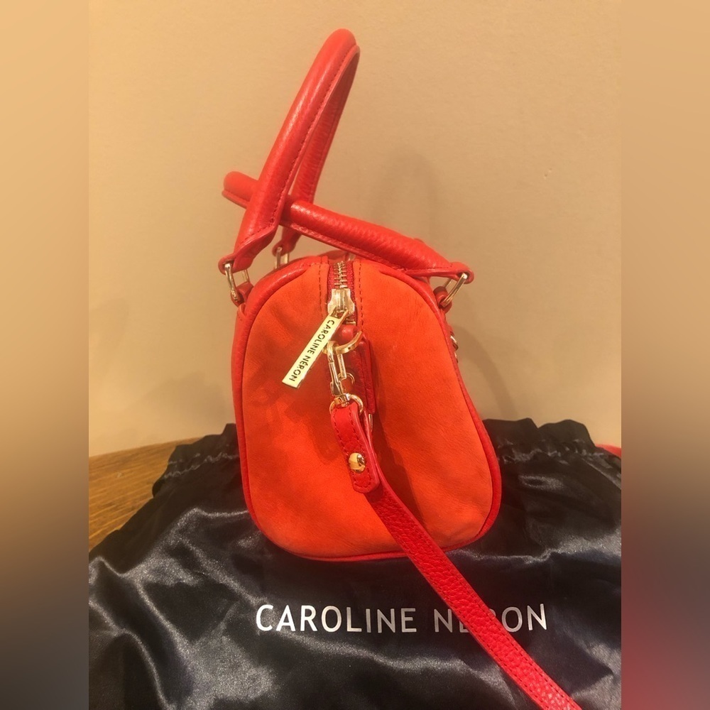 NWT Caroline Néron Red Leather & Suede Mini Crossbody Bag - Picture 5 of 11